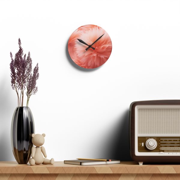 Lovely Fuzzy Buds in Peach 03 - Acrylic Wall Clock - Image 10