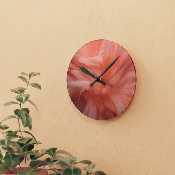 Lovely Fuzzy Feathers in Peach 01 - Acrylic Wall Clock - Image 9