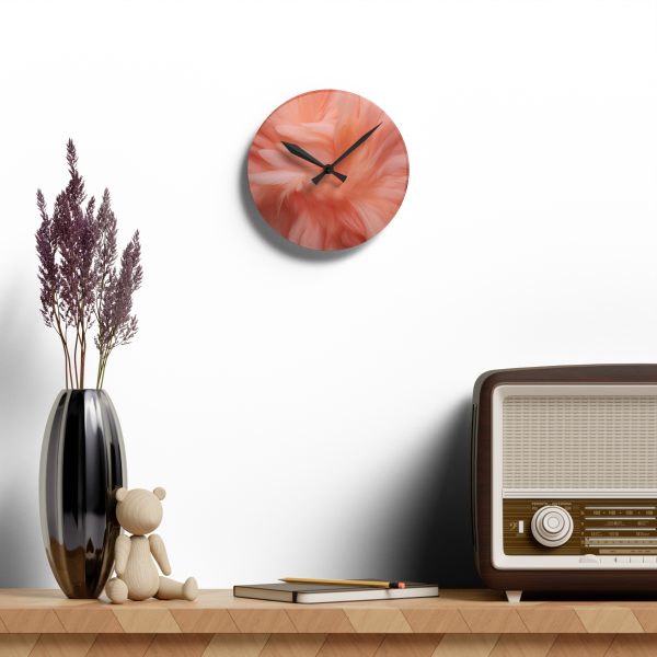 Lovely Fuzzy Feathers in Peach 01 - Acrylic Wall Clock - Image 10