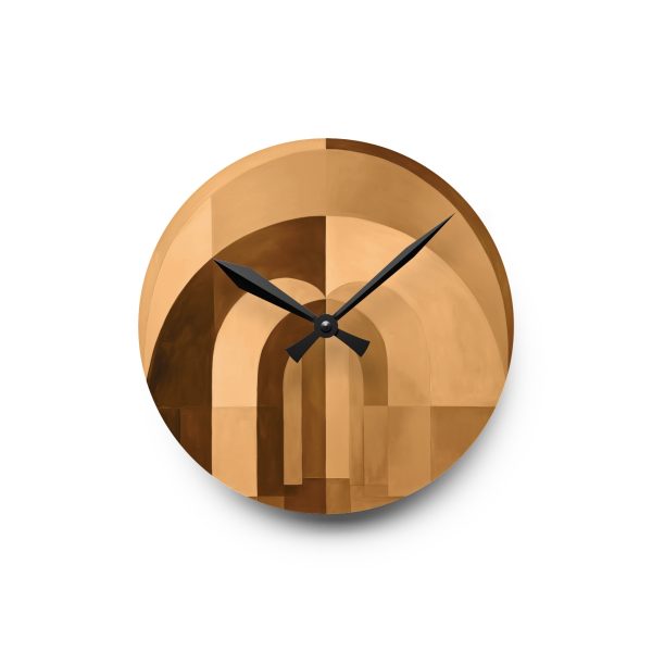 Soft Geometric Archways in Honey Yellow Tone - Acrylic Wall Clock - Image 7