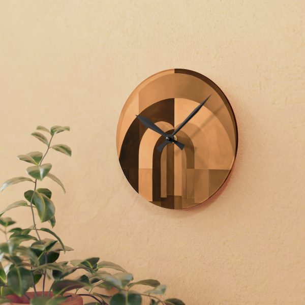 Soft Geometric Archways in Honey Yellow Tone - Acrylic Wall Clock - Image 9