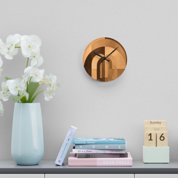 Soft Geometric Archways in Honey Yellow Tone - Acrylic Wall Clock - Image 12