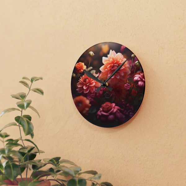 Bright Fantasy Floral 02 - Acrylic Wall Clock - Image 9