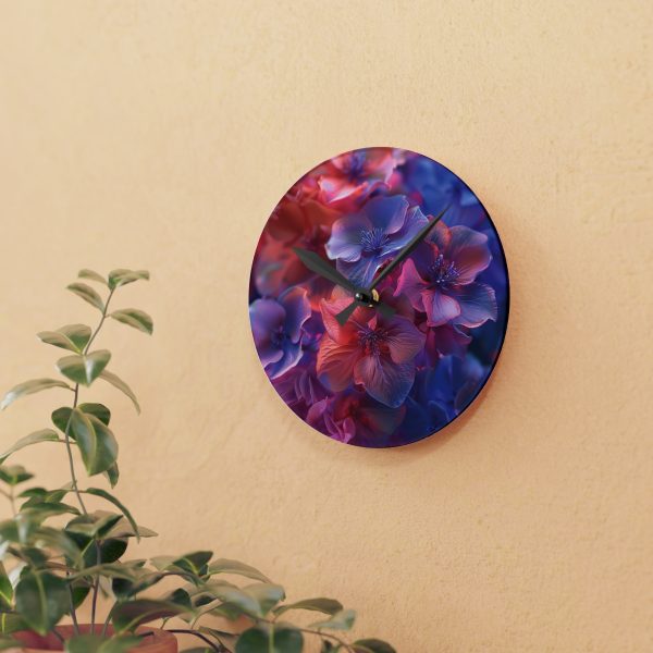 Bright Fantasy Floral 03 - Acrylic Wall Clock - Image 9