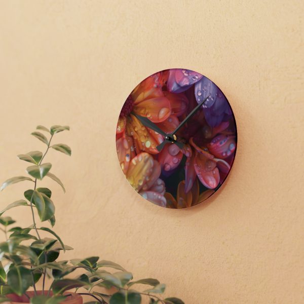 Bright Fantasy Floral 04 - Acrylic Wall Clock - Image 9