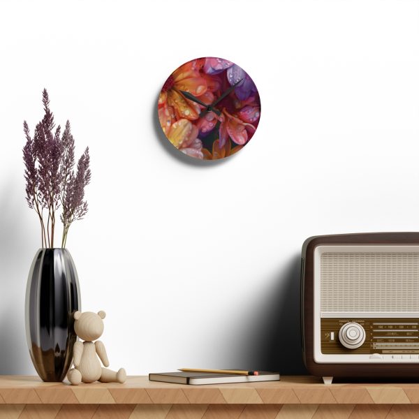 Bright Fantasy Floral 04 - Acrylic Wall Clock - Image 10