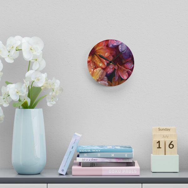 Bright Fantasy Floral 04 - Acrylic Wall Clock - Image 12