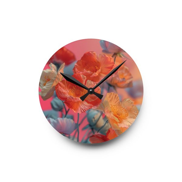 Bright Fantasy Floral 05 - Acrylic Wall Clock - Image 7