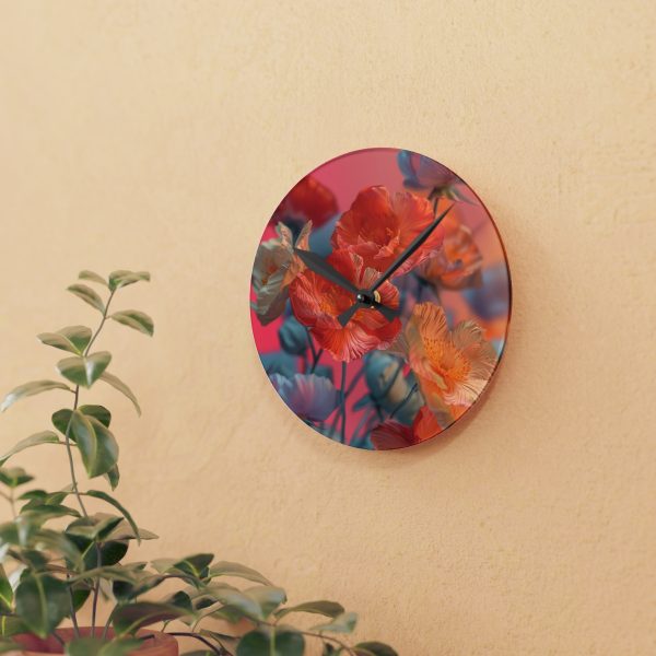 Bright Fantasy Floral 05 - Acrylic Wall Clock - Image 9