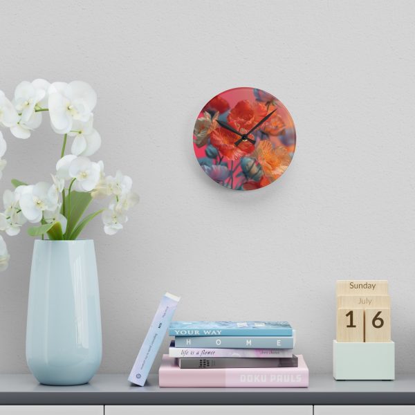 Bright Fantasy Floral 05 - Acrylic Wall Clock - Image 12