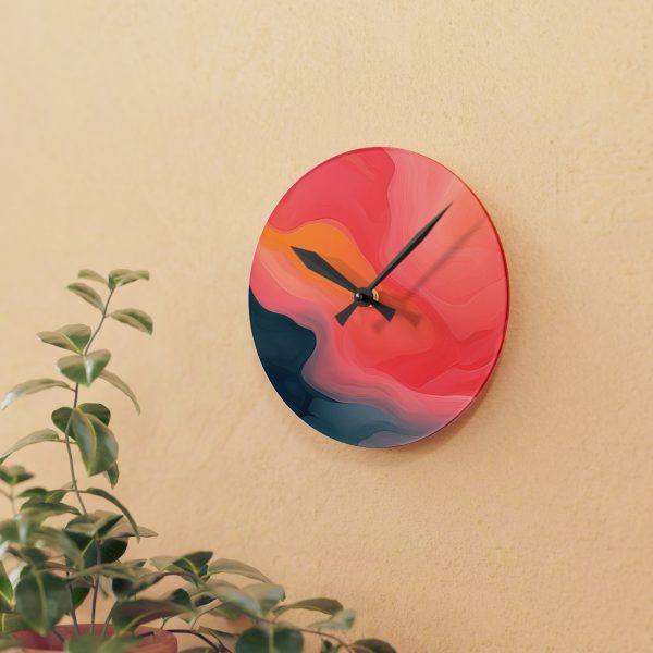 Aqueous Expression in Navy and Peachy Pastels 02 - Acrylic Wall Clock - Image 9