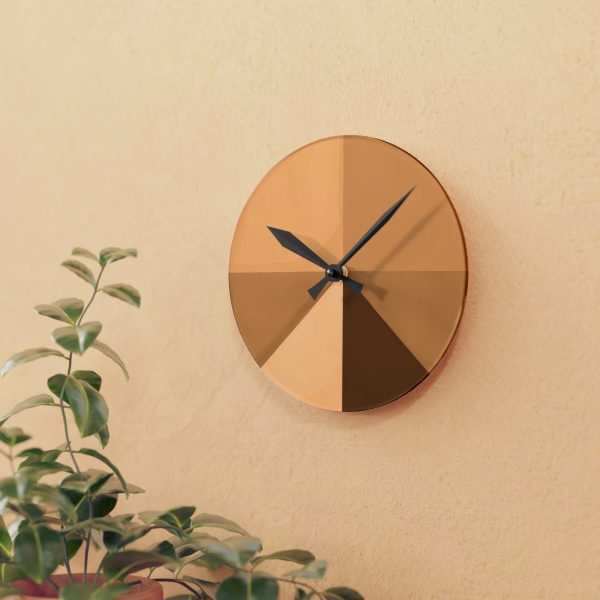 Soft Geometric Pyramid 02 in Honey Yellow Tone - Acrylic Wall Clock - Image 9