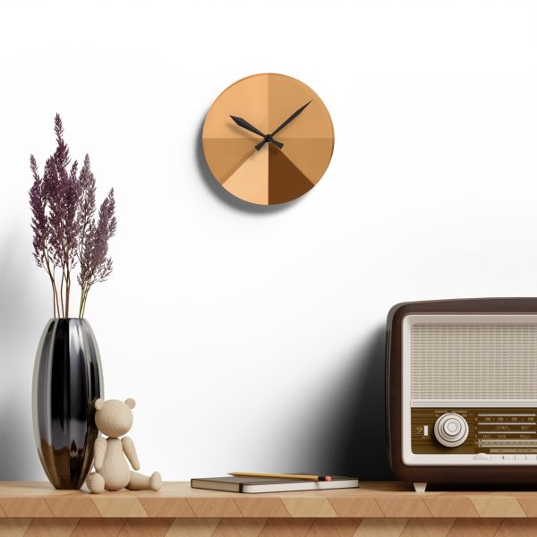 Soft Geometric Pyramid 02 in Honey Yellow Tone - Acrylic Wall Clock - Image 10