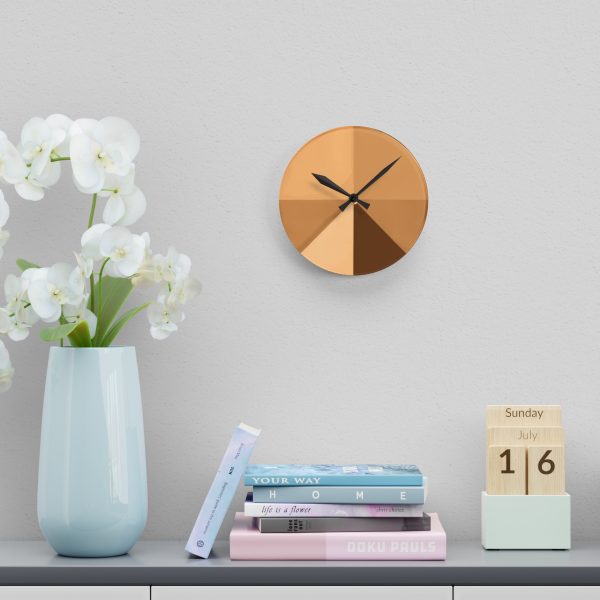 Soft Geometric Pyramid 02 in Honey Yellow Tone - Acrylic Wall Clock - Image 12