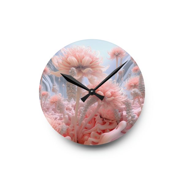 Foamy Floral Fusion 01 - Acrylic Wall Clock - Image 7