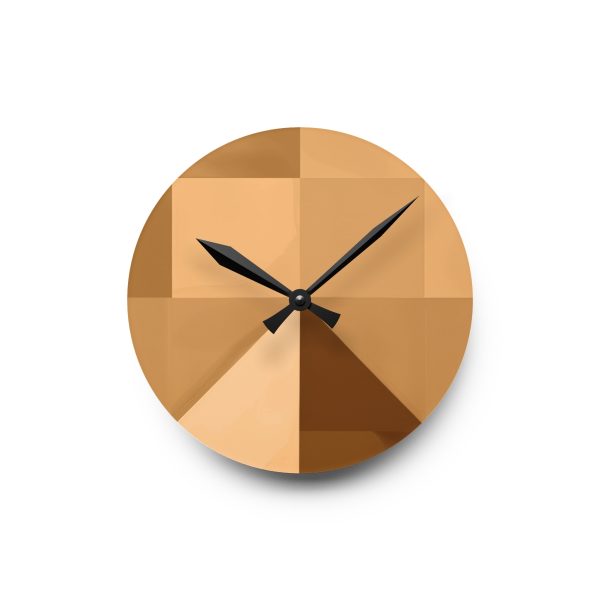 Soft Geometric Pyramid 01 in Honey Yellow Tone - Acrylic Wall Clock - Image 7