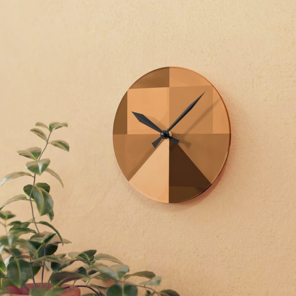 Soft Geometric Pyramid 01 in Honey Yellow Tone - Acrylic Wall Clock - Image 9