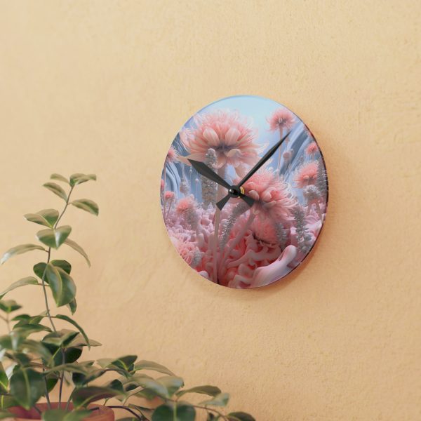 Foamy Floral Fusion 01 - Acrylic Wall Clock - Image 9