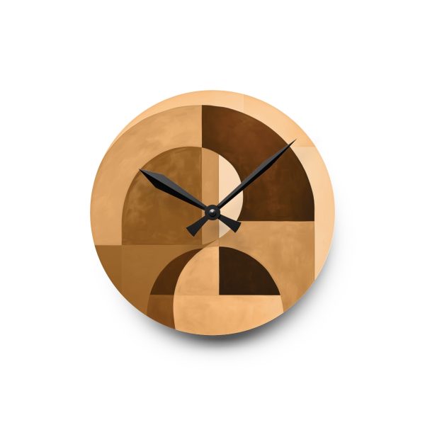 Soft Geometric Windows in Honey Yellow Tone - Acrylic Wall Clock - Image 7