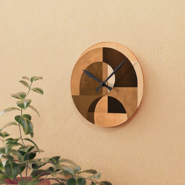 Soft Geometric Windows in Honey Yellow Tone - Acrylic Wall Clock - Image 9