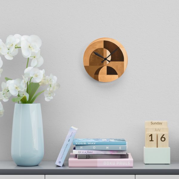 Soft Geometric Windows in Honey Yellow Tone - Acrylic Wall Clock - Image 12