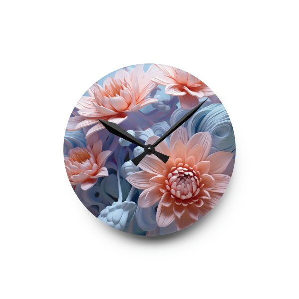 Foamy Floral Fusion 02 - Acrylic Wall Clock - Image 7