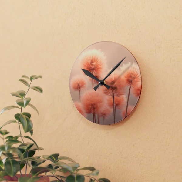 Misty Peach Dandelions - Acrylic Wall Clock - Image 9