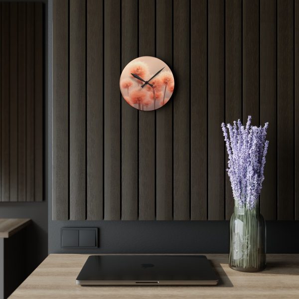 Misty Peach Dandelions - Acrylic Wall Clock - Image 11