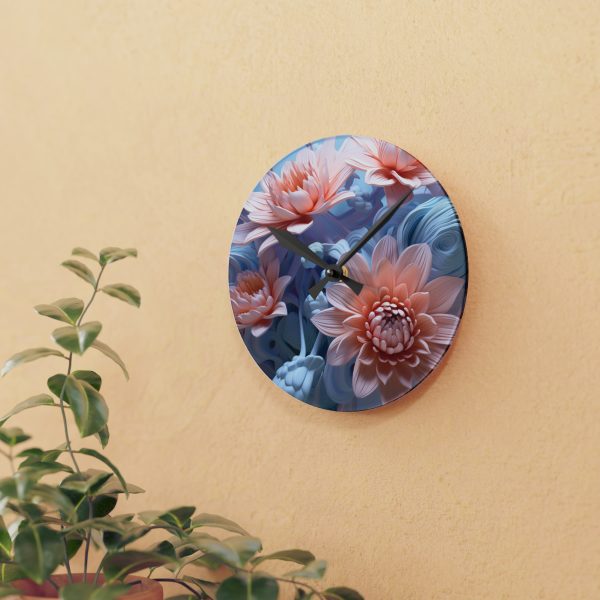 Foamy Floral Fusion 02 - Acrylic Wall Clock - Image 9