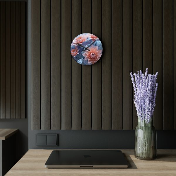 Foamy Floral Fusion 02 - Acrylic Wall Clock - Image 11