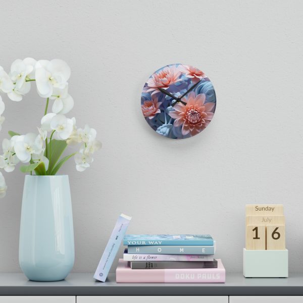 Foamy Floral Fusion 02 - Acrylic Wall Clock - Image 12