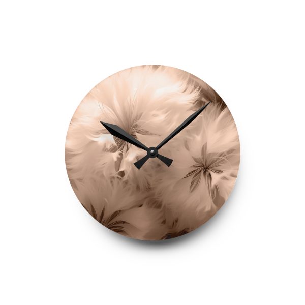 Soft Fantasy Feather Puffs in Peach Puree Tone - Acrylic Wall Clock - Image 7