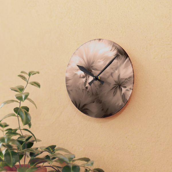 Soft Fantasy Feather Puffs in Peach Puree Tone - Acrylic Wall Clock - Image 9