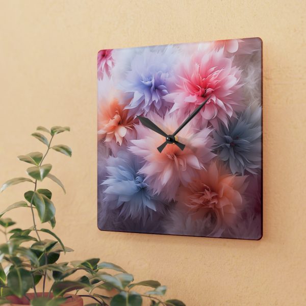 Pastel Palette Fantasy Feather Puffs - Acrylic Wall Clock - Image 3