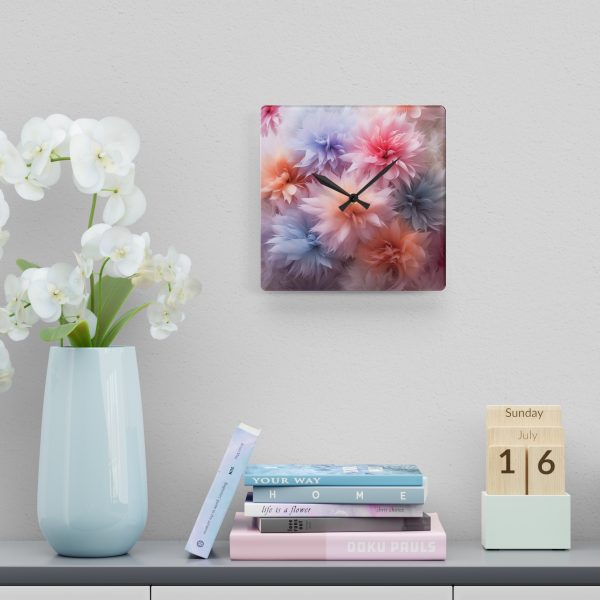 Pastel Palette Fantasy Feather Puffs - Acrylic Wall Clock - Image 6