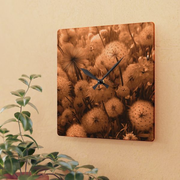 Dandelion Dream in Sunkissed Peach - Acrylic Wall Clock - Image 3