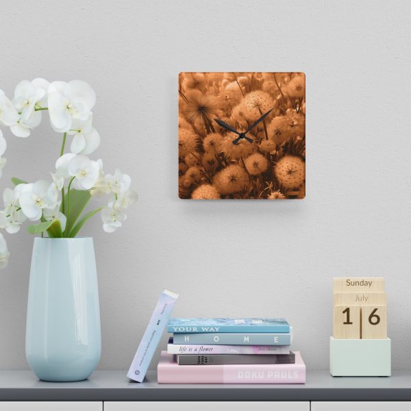 Dandelion Dream in Sunkissed Peach - Acrylic Wall Clock - Image 6