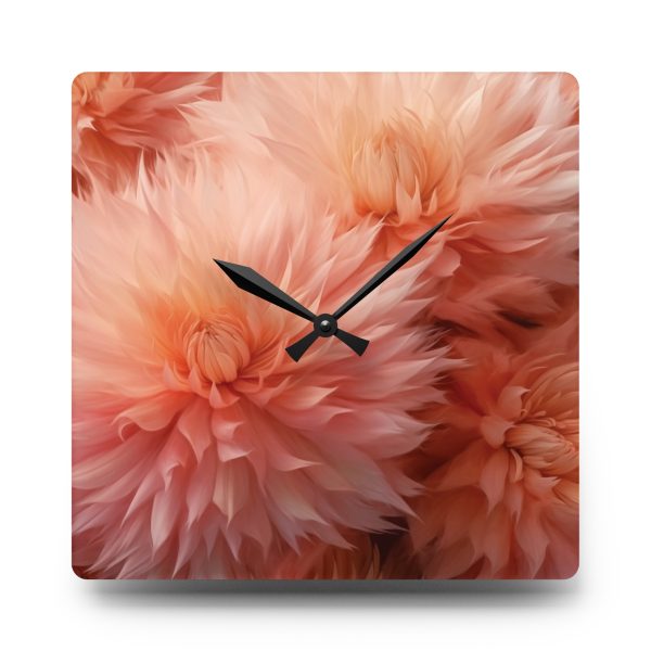 Lovely Fuzzy Buds in Peach 01 - Acrylic Wall Clock