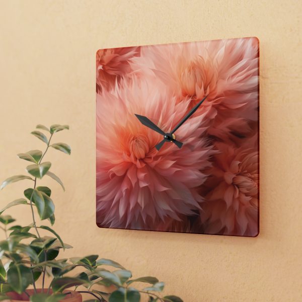 Lovely Fuzzy Buds in Peach 01 - Acrylic Wall Clock - Image 3