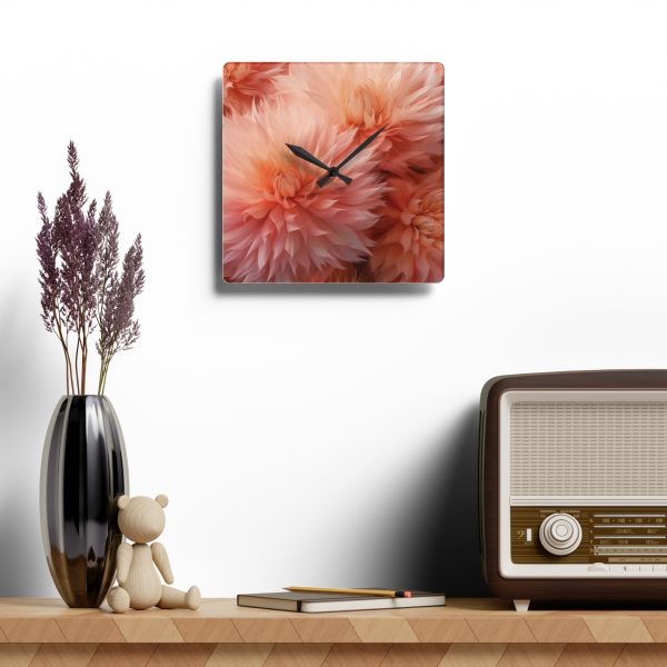 Lovely Fuzzy Buds in Peach 01 - Acrylic Wall Clock - Image 4