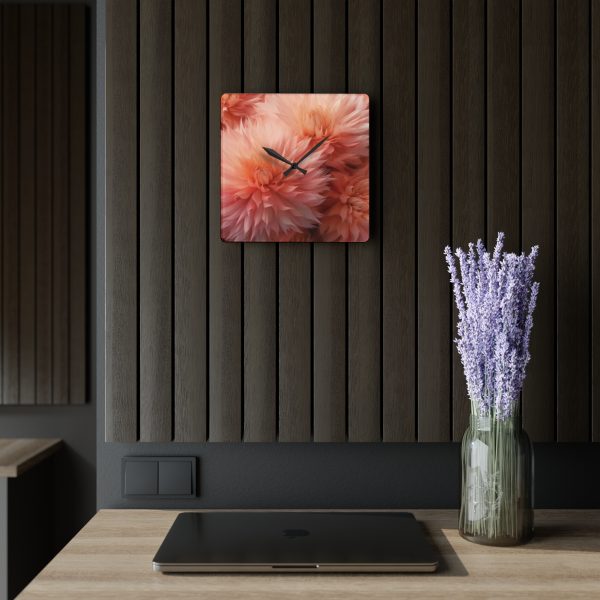 Lovely Fuzzy Buds in Peach 01 - Acrylic Wall Clock - Image 5