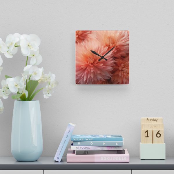 Lovely Fuzzy Buds in Peach 01 - Acrylic Wall Clock - Image 6