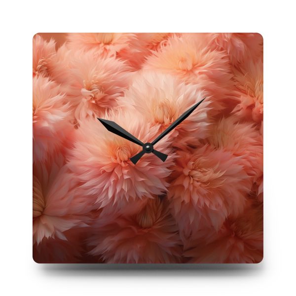 Lovely Fuzzy Buds in Peach 02 - Acrylic Wall Clock