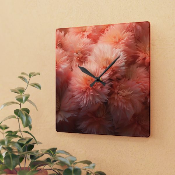 Lovely Fuzzy Buds in Peach 02 - Acrylic Wall Clock - Image 3