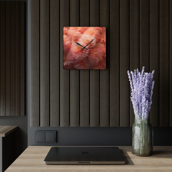 Lovely Fuzzy Buds in Peach 02 - Acrylic Wall Clock - Image 5