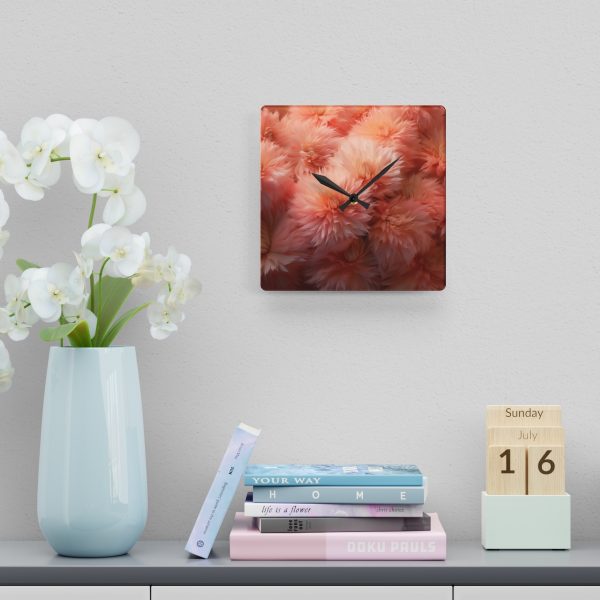 Lovely Fuzzy Buds in Peach 02 - Acrylic Wall Clock - Image 6