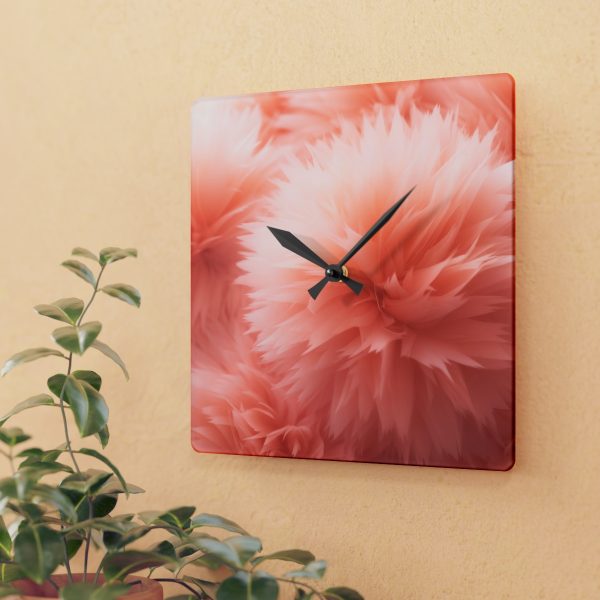 Lovely Fuzzy Buds in Peach 03 - Acrylic Wall Clock - Image 3