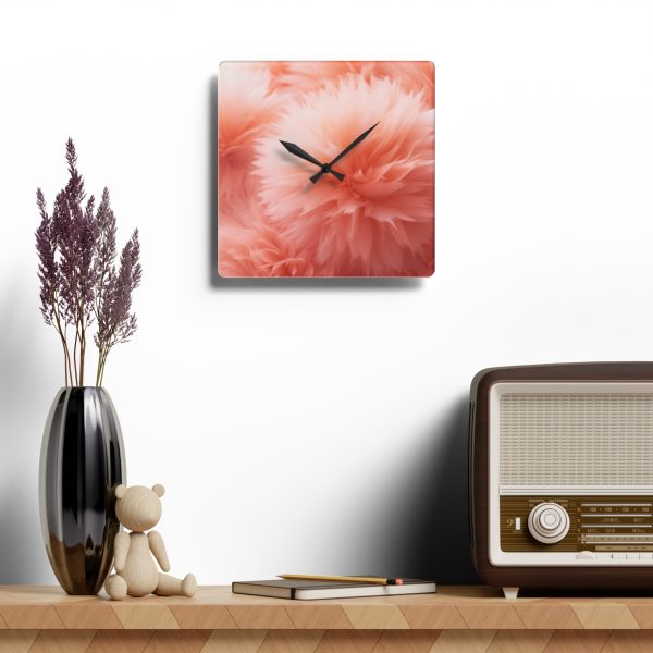 Lovely Fuzzy Buds in Peach 03 - Acrylic Wall Clock - Image 4