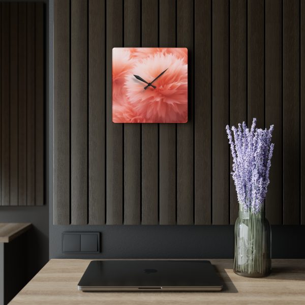 Lovely Fuzzy Buds in Peach 03 - Acrylic Wall Clock - Image 5