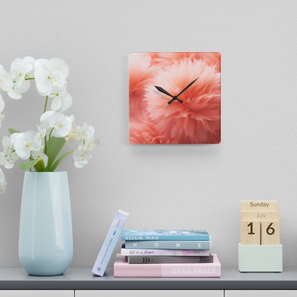 Lovely Fuzzy Buds in Peach 03 - Acrylic Wall Clock - Image 6